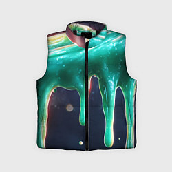 Детский жилет Текстура стекающая зеленая клякса, цвет: 3D-черный