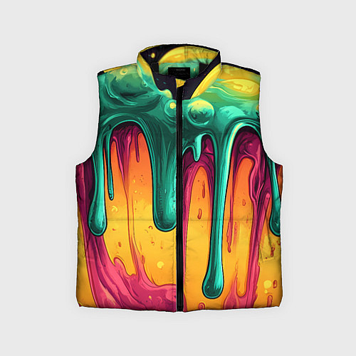 Детский жилет Зелено-оранжевая клякса / 3D-Черный – фото 1