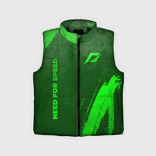 Детский жилет Need for Speed - green gradient вертикально / 3D-Черный – фото 1