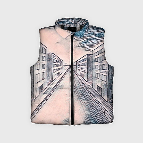 Детский жилет Сумрачный город / 3D-Черный – фото 1