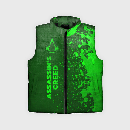 Детский жилет Assassins Creed - green gradient по-вертикали / 3D-Черный – фото 1