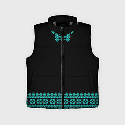 Детский жилет Славянские узоры и орнамент голубой - вышиванка ру, цвет: 3D-светло-серый
