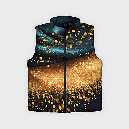 Детский жилет Золотинки на бирюзовой текстуре / 3D-Черный – фото 1