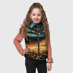 Детский жилет Золотинки на бирюзовой текстуре, цвет: 3D-черный — фото 2