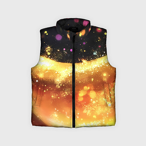 Детский жилет Черно-золотой фон текстуры с блеском / 3D-Черный – фото 1