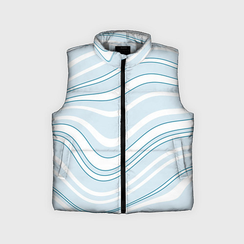 Детский жилет Светлый бело-голубой волнистые полосы / 3D-Светло-серый – фото 1