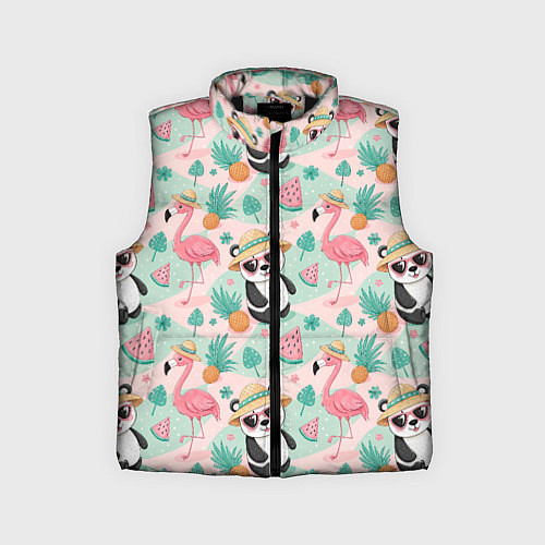 Детский жилет Панда фламинго лето ананас / 3D-Черный – фото 1