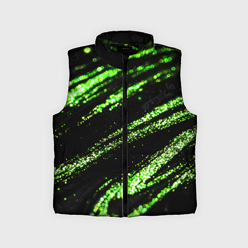 Детский жилет Зеленые блестки на черном / 3D-Черный – фото 1