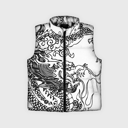 Детский жилет Татуировка дракона на белом / 3D-Черный – фото 1