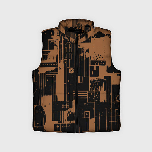 Детский жилет Чёрно-коричневый абстракция геометричный / 3D-Черный – фото 1