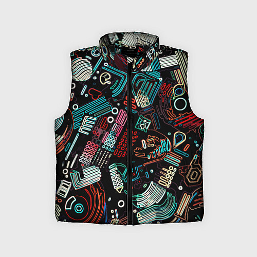 Детский жилет Чёрный с абстрактными полосами / 3D-Черный – фото 1