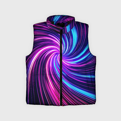 Детский жилет Неоновый вихрь из светящихся линий / 3D-Черный – фото 1