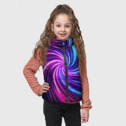 Детский жилет Неоновый вихрь из светящихся линий, цвет: 3D-черный — фото 2