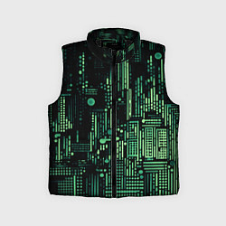 Детский жилет Чёрно-зелёный абстракция точки полоски, цвет: 3D-черный