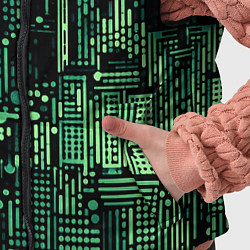 Детский жилет Чёрно-зелёный абстракция точки полоски, цвет: 3D-черный — фото 2