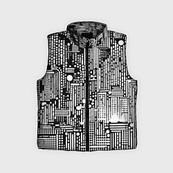 Детский жилет Чёрно-белые абстракция точки полоски, цвет: 3D-черный