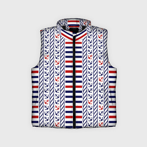 Детский жилет Полосатый морской орнамент с якорями / 3D-Черный – фото 1