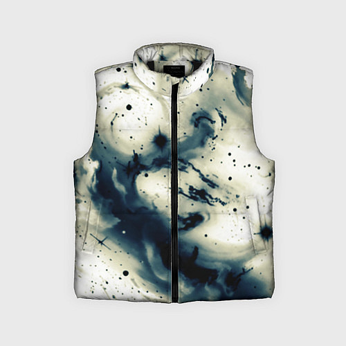 Детский жилет Бежевый и тёмно-синий космическая абстракция / 3D-Черный – фото 1