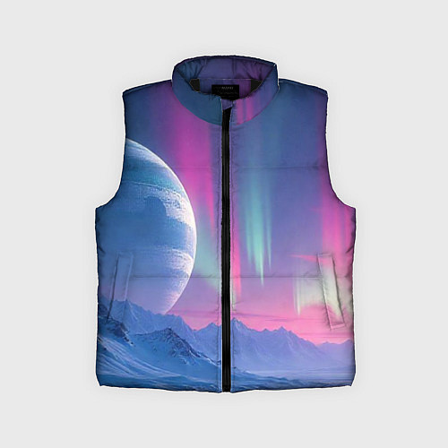 Детский жилет Неоновый космос северного сияния / 3D-Черный – фото 1