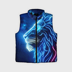Детский жилет Профиль космического неонового льва - нейроарт, цвет: 3D-черный