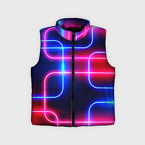 Детский жилет Цветные светящиеся неоны / 3D-Черный – фото 1