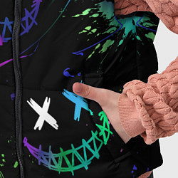 Детский жилет Неновые краски - лица крипи смайл, цвет: 3D-светло-серый — фото 2