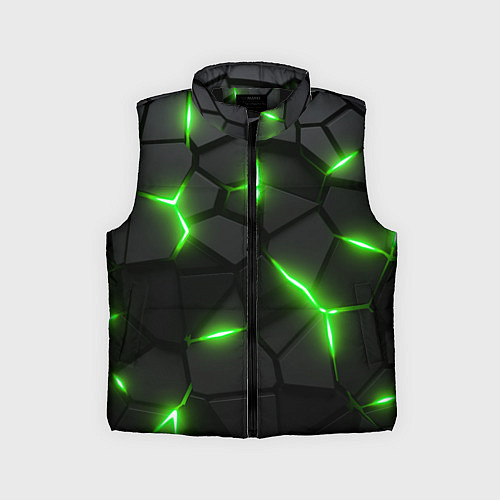 Детский жилет Зеленая неоновая броня / 3D-Черный – фото 1