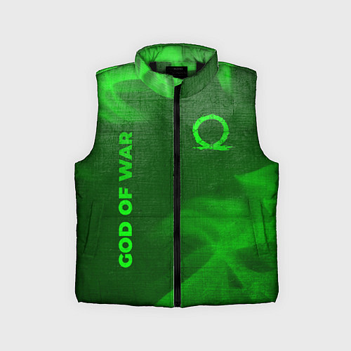 Детский жилет God of War - green gradient вертикально / 3D-Черный – фото 1