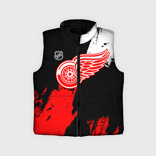 Детский жилет Детройт Ред Уингз - брызги краска на черном фоне / 3D-Черный – фото 1