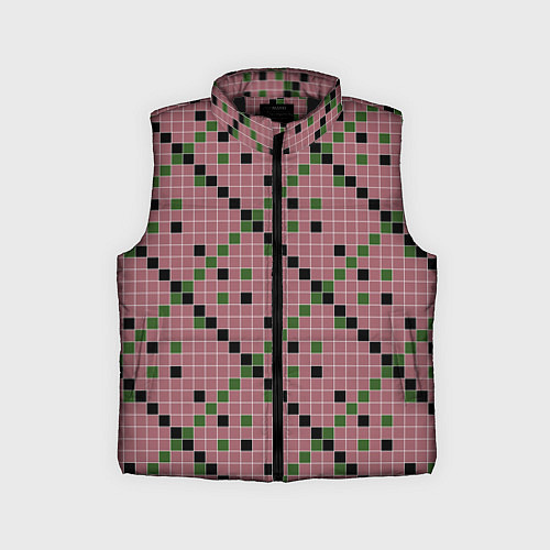 Детский жилет Коричневая с черным и зеленым плитка / 3D-Черный – фото 1