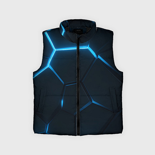 Детский жилет Черные плиты с синим светом / 3D-Черный – фото 1