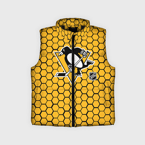 Детский жилет Питтсбург Пингвинз - желтые соты / 3D-Черный – фото 1