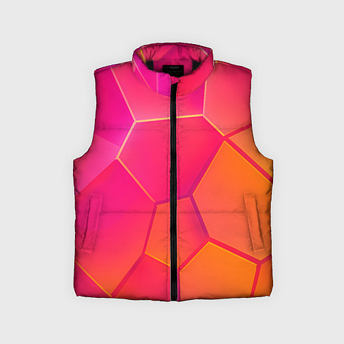 Детский жилет Розово-оранжевые плиты / 3D-Черный – фото 1