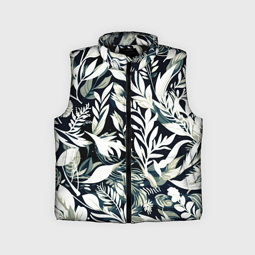 Детский жилет Чёрно-белый стилизованный цветочный / 3D-Черный – фото 1