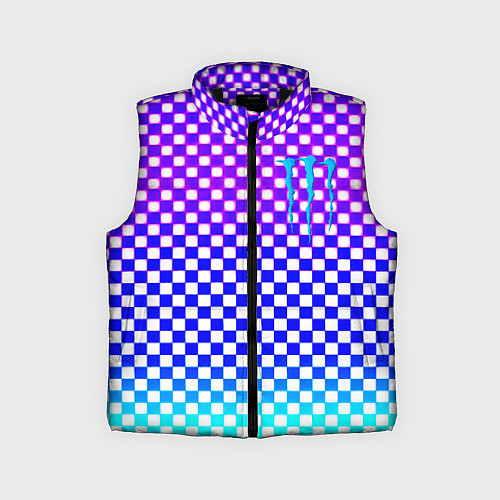 Детский жилет Monster шахматная клетка градиент / 3D-Черный – фото 1