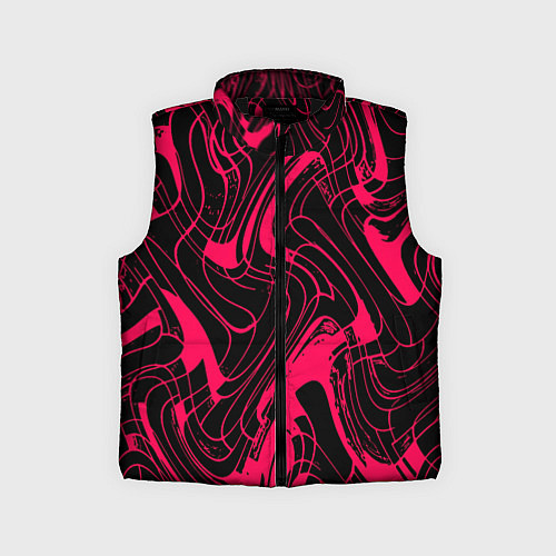Детский жилет Чёрно-розовый абстрактные линии / 3D-Черный – фото 1