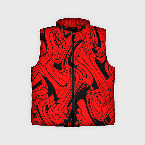 Детский жилет Чёрно-красный абстрактный линии / 3D-Черный – фото 1