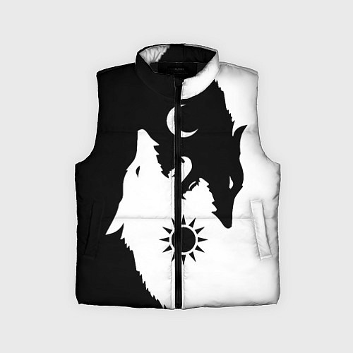 Детский жилет Мистические волки дня и ночи инь-янь / 3D-Черный – фото 1