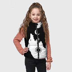 Детский жилет Мистические волки дня и ночи инь-янь, цвет: 3D-черный — фото 2