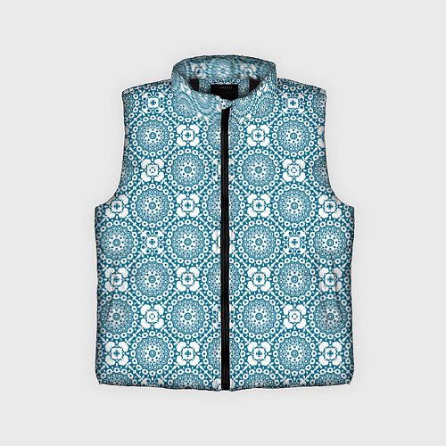 Детский жилет Бело - голубой ажурный кружевной узор ретро / 3D-Черный – фото 1