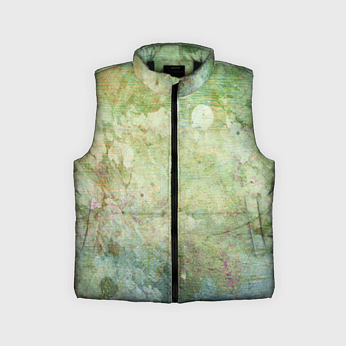 Детский жилет Абстракция - faded spots on a green background / 3D-Черный – фото 1