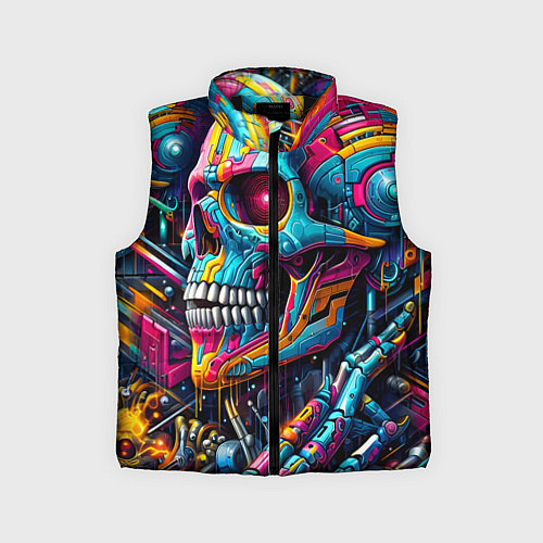 Детский жилет Cyber skull - pattern / 3D-Черный – фото 1