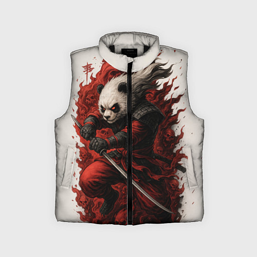 Детский жилет Демоническая панда самурай - нейроарт / 3D-Черный – фото 1