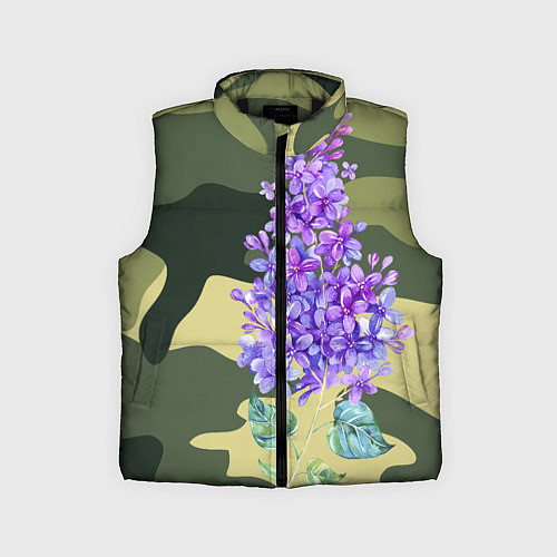 Детский жилет Камуфляж с сиренью / 3D-Черный – фото 1
