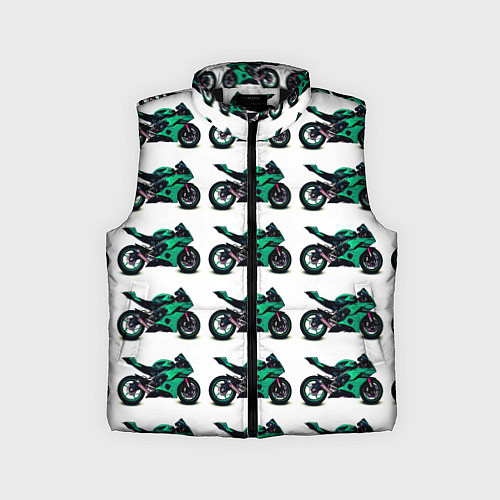 Детский жилет Motorcycle turquoise / 3D-Черный – фото 1