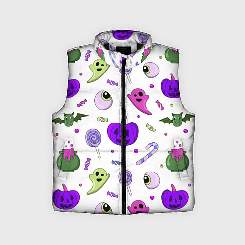 Детский жилет Halloween purple pumpkin pattern / 3D-Черный – фото 1