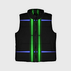 Детский жилет Neon black light blue green line, цвет: 3D-черный