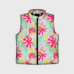 Детский жилет Palm yellow pink, цвет: 3D-черный