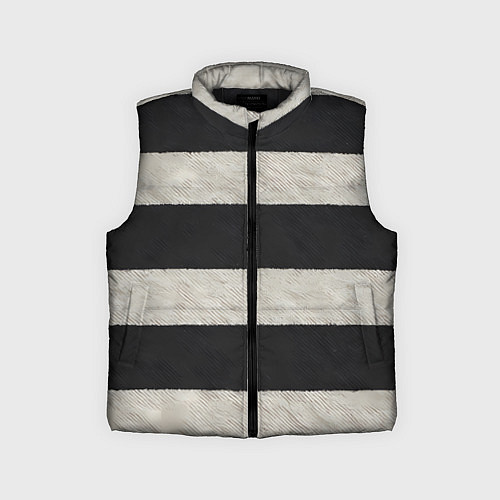 Детский жилет Текстурные черно-белые полосы / 3D-Черный – фото 1