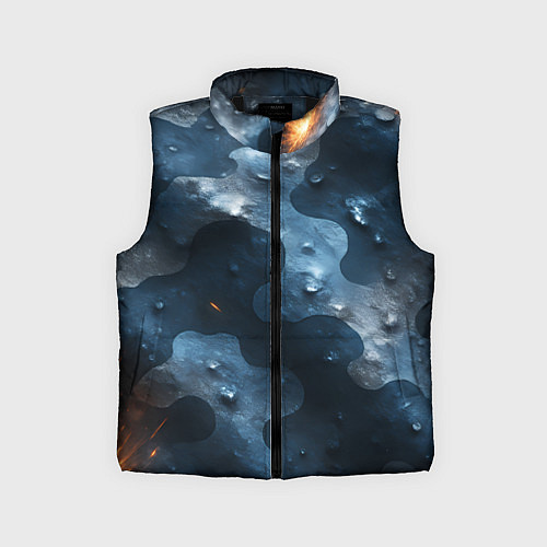 Детский жилет Синий камуфляж с каплями / 3D-Черный – фото 1
